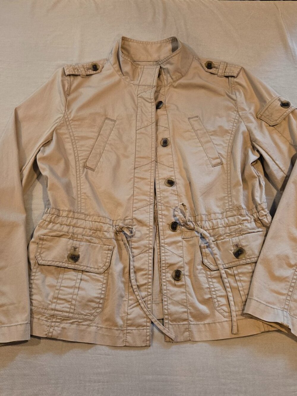 LOFT Tan Utility Jacket Safari Cargo Field Coat Size M NWOT - Picture 5 of 12